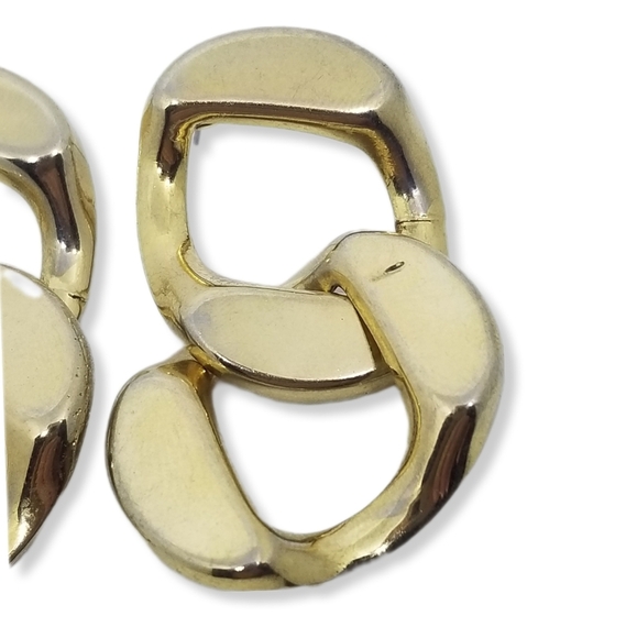 VINTAGE GOLDTONED LARGE CURB CHAIN LINK STATEMENT DROP EARRINGS - Picture 5 of 6